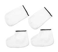 PartyKindom 2 Pairs Hand and Foot Mask Moisture Feet Spa Woman Adult Bath Overnight Hands Glove Mitt Foot Mask Socks Reusable Foot Masks Moisturizing Socks Wax Boots Pedicure Polyester White