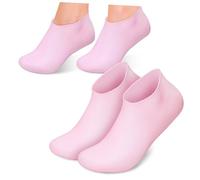 PartyKindom 2 Pairs Silicone Moisturizing Socks for Dry Cracked Feet Flexible Spa Gel Foot Covers Reusable for Softening and Repairing Rough Skin