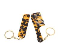 PartyKindom 2 Pcs Mini Leopard Print Acetate Comb Keychains Portable Wide Tooth Hair Detangling Combs for Men Women Travel Purse Pocket Styling Touchup Accessories