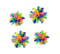 PartyKindom 2 Pcs Pet Educational Chew Medium Rainbow Hollow Rubber Balls with Bell Sound for Dogs Teeth Cleaning Interactive Play to Reduce Boredom and Destructive Behavior