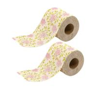 PartyKindom 2 Rolls Rose Pattern Toilet Paper Soft Natural Bamboo Pulp Floral Tissue Fade Resistant Decorative Bathroom Paper for Home Office Travel Creative Party Toilet Tissue