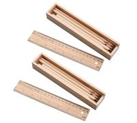 PartyKindom 2 Set Wooden Pencil Case with Large Capacity and Drawer Design, Sturdy School Pencil Pouch for Pen Storage, Simple and Creative Beige Stationery Organizer for School