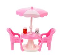 PartyKindom 2 Sets Miniature Beach Chair and Sunshade Dollhouse Accessories Abs Material Small Lightweight Decorative Props for Play and DIY Doll Furniture Random Color