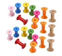 PartyKindom 20 Pcs Wooden Bobbin Spools for DIY Thread Rolling Vintage Hourglass Shape Smooth Polished Winding Wire Tools Craft Reels for Embroidery Sewing