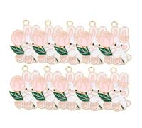 PartyKindom 20pcs Cartoon Rose Rabbit Alloy Keychain Pendants Jewelry Making Accessories for Bracelet Diy Project Bag Pendant Charm for Bunny Lovers