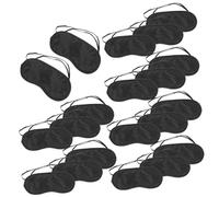 PartyKindom 20Pcs Disposable Eye Masks for Sleep Lightweight Breathable Polyester Eye Shade Covers Comfortable Supple Blindfolds for Travel Camping and Restful Sleep Black Individual OPP Bag