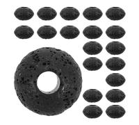 PartyKindom 20pcs Volcanic Stone Aromatherapy Diffuser Beads Natural Texture Large Hole Round Black Volcanic Rock Easy to String for DIY Crafts and Travel