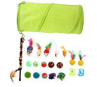 PartyKindom 21pcs Cat Teaser Wand Interactive Cat with Bells and Balls Stimulating Play and Exercise Pet Supplies Random Color