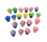 PartyKindom 24pcs Miniature Resin Succulent Plants Mini Potted Decorations for Dollhouse Gardens Dashboard Display Low Maintenance Fake Succulent Pots for Home Office DIY Micro Landscape