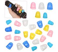 PartyKindom 25 Pcs Guitar Silicone Finger Protectors Flexible Comfortable Finger Picks in Colors for Acoustic Banjo Ukulele Bass Playing Slip Breathable Design