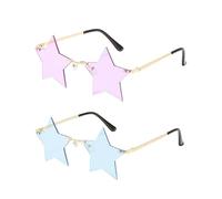 PartyKindom 2pairs Five-pointed Star Glasses Fashion Sun Glasses Decorative Star Sunglasses for Party Festival Event Rimless Design