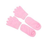 PartyKindom 2Pairs Moisturizing Gloves Gel Socks Men Women Softening Spa Care for Hands Feet for Home Beauty Salon Overnight Treatment Pink