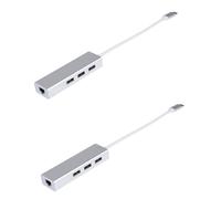 PartyKindom 2pcs 3-ports USB Type-c to USB Data Hub 1000 Mbps Ethernet Adapter for PC Laptop Tv Usb-c to Hub Network Converter