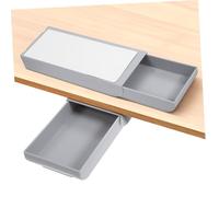 PartyKindom 2Pcs Adhesive Under Desk Storage Box Invisible Drawer Type Pen Organizer with Abs Material Design for Stationery Jewelry and Small Sundries Space Saving Desktop Container Grey