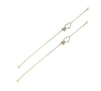 PartyKindom 2Pcs Adjustable Heart Anklet Bracelet for Women Sparkling Rhinestone Foot Jewelry Cute Summer Beach Anklet Chain Lightweight and Durable Accessory for Parties and Everyday Wear