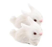 PartyKindom 2pcs Adorable Furry Rabbit Models Cute Simulation Rabbits for Home Decoration and Soft Touching Feel for Easter Ornaments and Tabletop Display