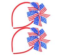 PartyKindom 2pcs American Flag Hairband with Comfortable Soft Cloth Material and Patriotic Design, for Independence Day Celebrations and School Performances, Cute Hair Accessories