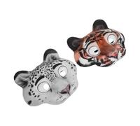 PartyKindom 2pcs Animal Face Masks for Adults Lightweight Half Face Tiger and Snow Leopard Masks Nonfading Colors Comfortable Fit for Halloween Carnival Birthday Parties and Jungle-themed