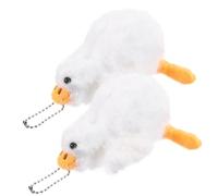 PartyKindom 2pcs Big White Goose Pendant Plush Goose Keychains for Backpack Cute Animal Keyring