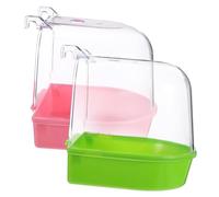 PartyKindom 2pcs Bird Bathing Tubs Durable Hanging Bird Bath Basins Easy to Assemble Parrot Shower Pots Gardens Includes Pink Green