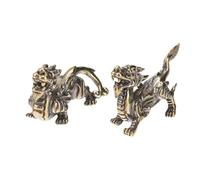 PartyKindom 2pcs Brass Kylin Lucky Feng Shui Figurines Home Decoration Desktop Ornament for Dorm and Home, Delicate Creative Chic Collectible Statues for Good Luck