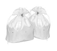 PartyKindom 2pcs Bride Money Bag Wedding Day Purse with Heart Ribbon Bow Rhinestone Accents Lightweight Bridal Handbag for Ceremony Keepsakes Envelopes Cards Romantic Design
