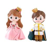 PartyKindom 2Pcs Cartoon Doll Figures Cake Decorations Adorable Party Decorations for Birthdays Lightweight Toppers Vera Princess William Prince Design for Cake
