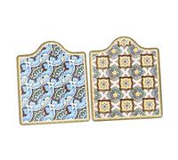 PartyKindom 2Pcs Ceramic Cork Trivet Coasters, Square Heat-Insulated Pot Mats, Anti-Slip Desktop Protection, Easy-Clean Trays for Hot Pans and Cups