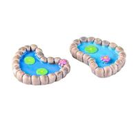 PartyKindom 2PCS Chic Resin Models for Sand Table Micro Landscape Realistic Miniature Heart Shaped Lotus Leaf Footprint Lotus Flower Decorative Ornaments for Home and Garden