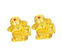 PartyKindom 2pcs Chinese Feng Shui Cai Shen Mini Money Box with Smiling God of Wealth Statue Vibrant Plastic Coin Storage Container for Wealth and Festive Home Decor