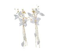 PartyKindom 2PCS Chinese Style Delicate Barrettes Hair Clips Non Slip Fairy Inspired Hairpins for Women Creative White Headdress Accessories for Parties and Engagements