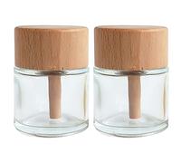 PartyKindom 2pcs Clear Glass Diffuser Bottles Empty Aroma Jars for Essential Oils Decorative Air Humidifier for Home and Bathroom for DIY Fragrance and Vases