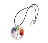 PartyKindom 2PCS Colorful Natural Stone Tree of Life Necklace Pendant Unique Chakra Healing Gemstone Jewelry for Women Symbol of Life Wisdom and Luck