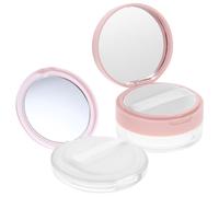 PartyKindom 2pcs Compact Powder Puff Container with Mini Mirror Travel Friendly Makeup Case with Elastic Mesh for Loose Powder Elegant Design for Go Touch Ups