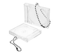 PartyKindom 2pcs Diy Acrylic Cd Box Keychain Blind Beads Chain Pendant Keyring Making Supplies for Men Small Treasure Box Blank Keychains