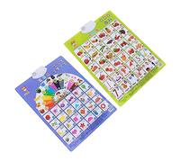 PartyKindom 2pcs Educational Audio Charts Bilingual English Chinese Learning Posters for Patterns and Screw Protected Battery Cover for Safe Early Language Development
