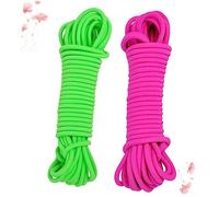 PartyKindom 2pcs Elastic Skipping Rope Meters Long for Outdoor School Exercise Rubber Band Jumping in Green and Rosy Fun for Boys