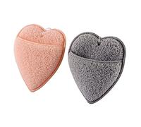 PartyKindom 2pcs Exfoliating Facial Cleansing Sponge Heart Shaped Face Washers for Women Gentle Pore Cleansing Makeup Removal Deep Skin Detox Portable Soft Sponges in Orange Gray