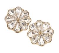 PartyKindom 2Pcs Floral Crystal Cufflinks for Women Elegant Rhinestone Flower Button Covers for Dress Shirts Stylish Jewelry Accessories to Enhance Formal Wear and Add Dazzling Touch