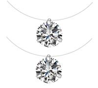 PartyKindom 2pcs Girl Fashion Accessory Transparent Fish Wire Necklace with Zircon Pendant Unique Dainty Jewelry for Daily Wear Parties and Special Occasions