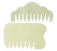 PartyKindom 2pcs Green Jade Massage Combs for Face and Feet, Portable Head Massage Combs with Fine Craftsmanship to Delay Skin Aging and Tighten Skin, for Relaxation and Giving