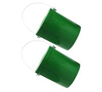 PartyKindom 2pcs Green Live Lure Containers with Breathable Vents and Covers Bait Buckets for Outdoor Fishing Portable Handheld Design to Keep Bloodworms Fresh and Alive