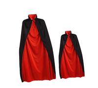 PartyKindom 2Pcs Halloween Vampire Cloak Durable Double Layer Black and Red Hooded Capes for Adults and Classic Themed Costume Cloaks for Halloween Cosplay and Party Role Play