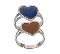 PartyKindom 2Pcs Heart Shape Mood Rings Color Changing Temperature Sensitive Open Rings for Women Fashion Jewelry Emotion Indicator Accessory