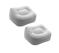 PartyKindom 2pcs Inflatable Leg Rest Pillow for Airplane Camping Office Comfortable Foot Support Flocking PVC Grey
