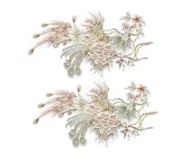 PartyKindom 2Pcs Large Chinese Bird Animal Embroidery Applique Sewing Patches for Clothes Coat Bag Eye-catching Peacock Design Craft Decoration for DIY Textile Accessories