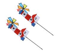 PartyKindom 2Pcs Large Rotatable Garden Windmill Decor Durable Outdoor Pinwheel Decorations for Lawn Party Flexible Sturdy Craft Ornament with Bright Colors