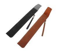PartyKindom 2pcs Lightweight Leather Drumstick Storage Bag Dustproof Hanging Pouch for Drumsticks and Mallets Handheld Organizer for Drummers Black and Brown Carry Case
