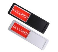 PartyKindom 2pcs Magnetic Slider Privacy Indicator Signs for Office Restroom Conference Scratch-resistant Design with Vacant Occupied Display Black and Silver Privacy Signboards
