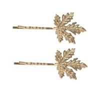 PartyKindom 2Pcs Maple Leaf Hairpins Alloy Bang Clips Creative Plant Shaped Hair Accessories for Women Weddings Parties Proms Golden Decorative Hair Clips